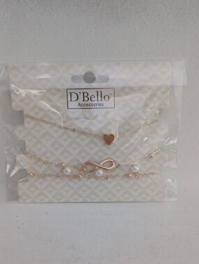 Gold Heart & Infinity Layered Bracelet Set - Gold